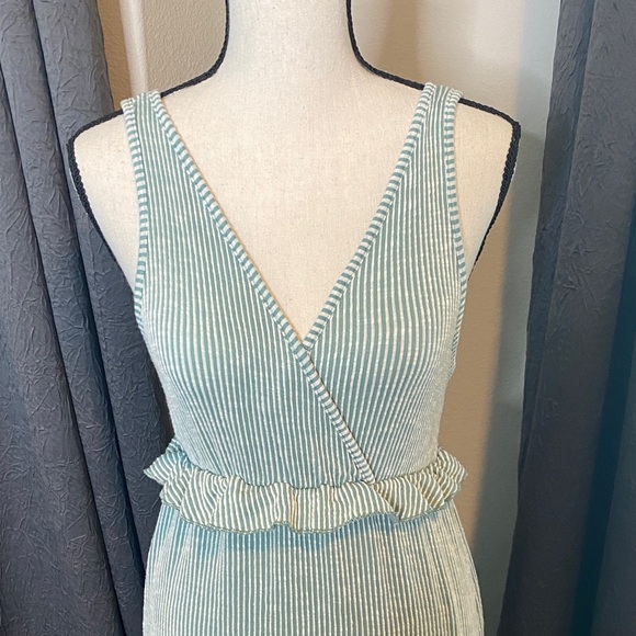 SOLD Chic Green Striped Maxi Dress - Picture 3 of 8